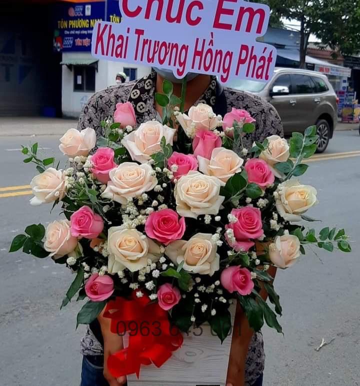 Giỏ hoa chúc mừng khai trương hồng phát
