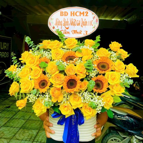 Giỏ hoa khai trương tại Dĩ An đường gần đây - Hoa Bình An Dĩ An